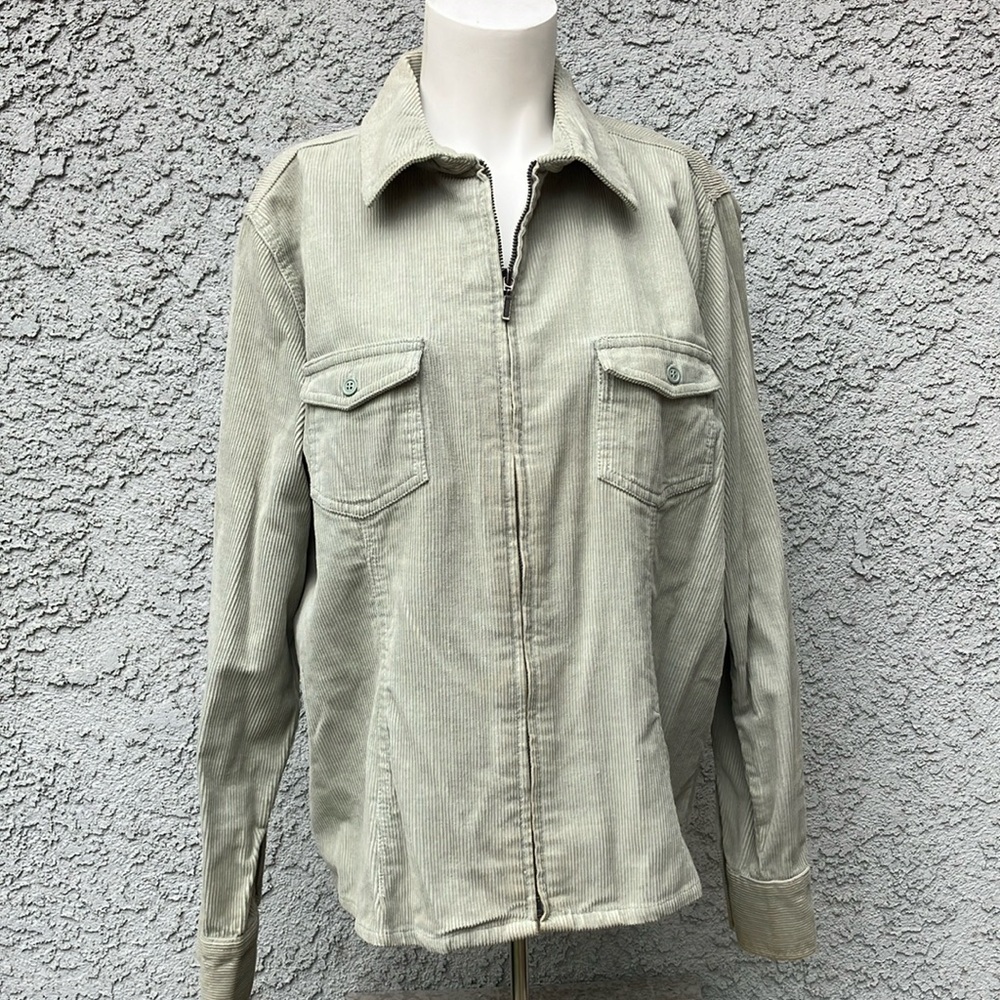 Light green corduroy zip up jacket by Sonoma